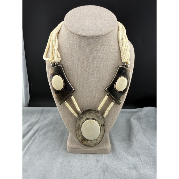 The Unbranded Brand Jewelry - Vintage Boho Necklace Multi Strand Statement Tribal Silver Tone 19"